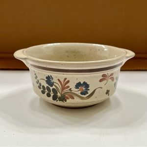 Pfalzkeramik Handled Bowl West German Pottery Brown Speckled Blue Flowers “rare”